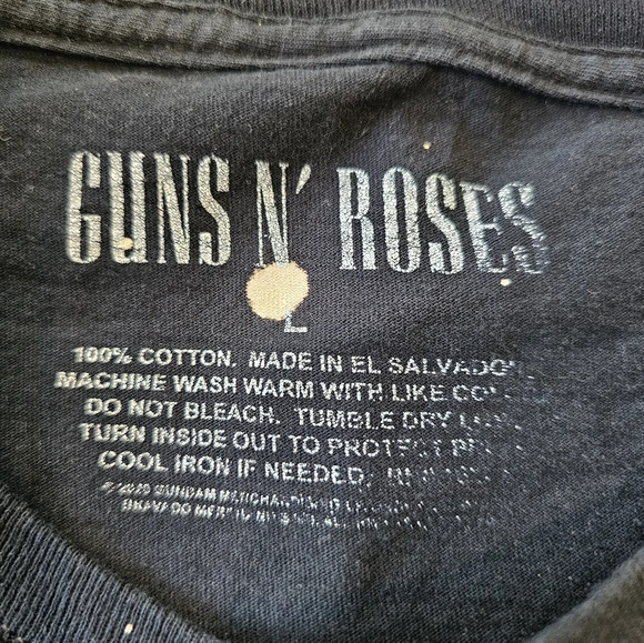 Guns N' Roses Skull Bleached Splatter Graphic Shirt •Size Large• Black Band Tee - Picture 5 of 7